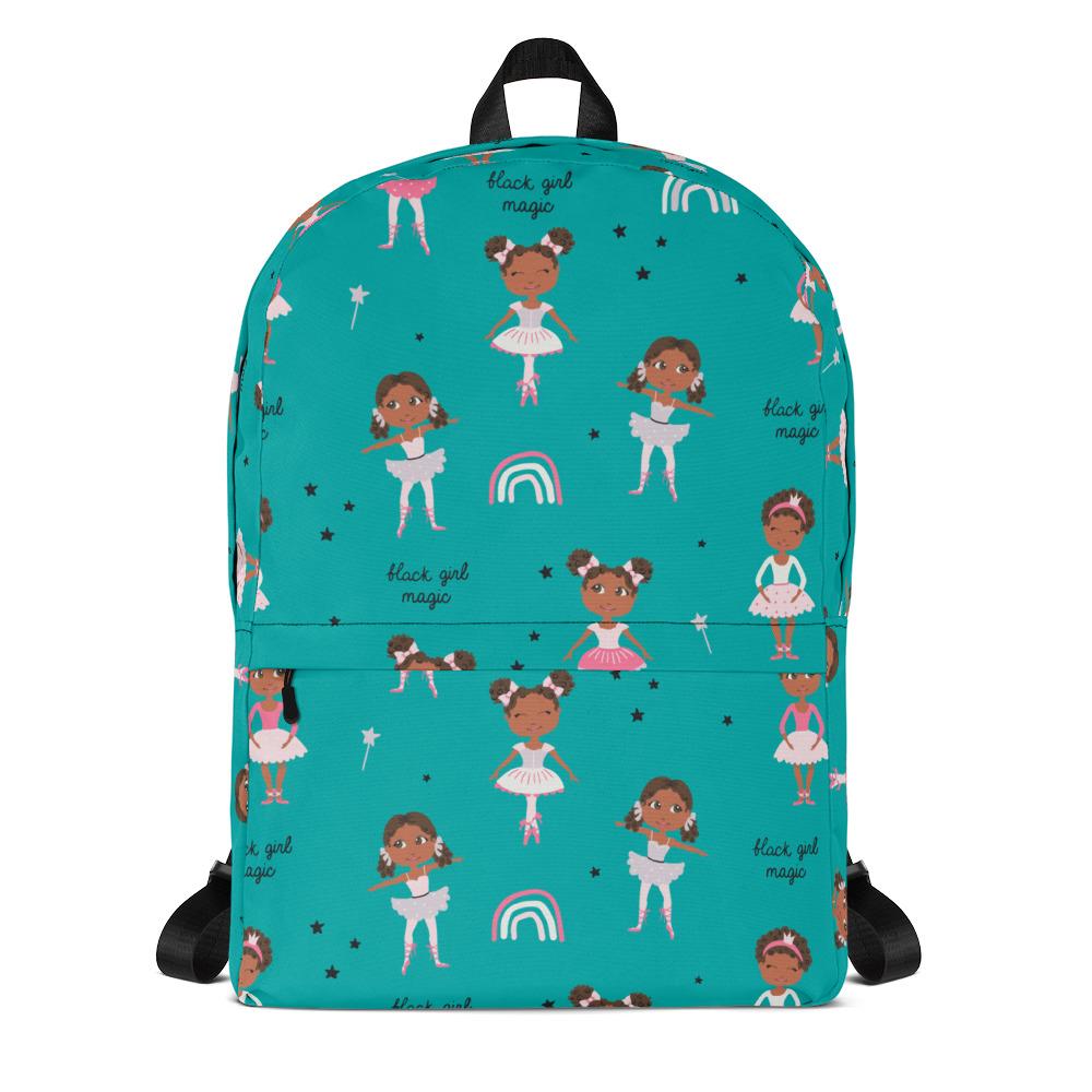 Castlefield Design Zahra Blue Flowers Purple Floral outlets Geometric Black Girl Magic Backpack Book Bag Knapsack Rucksack Melanin Dark Skin Beauty